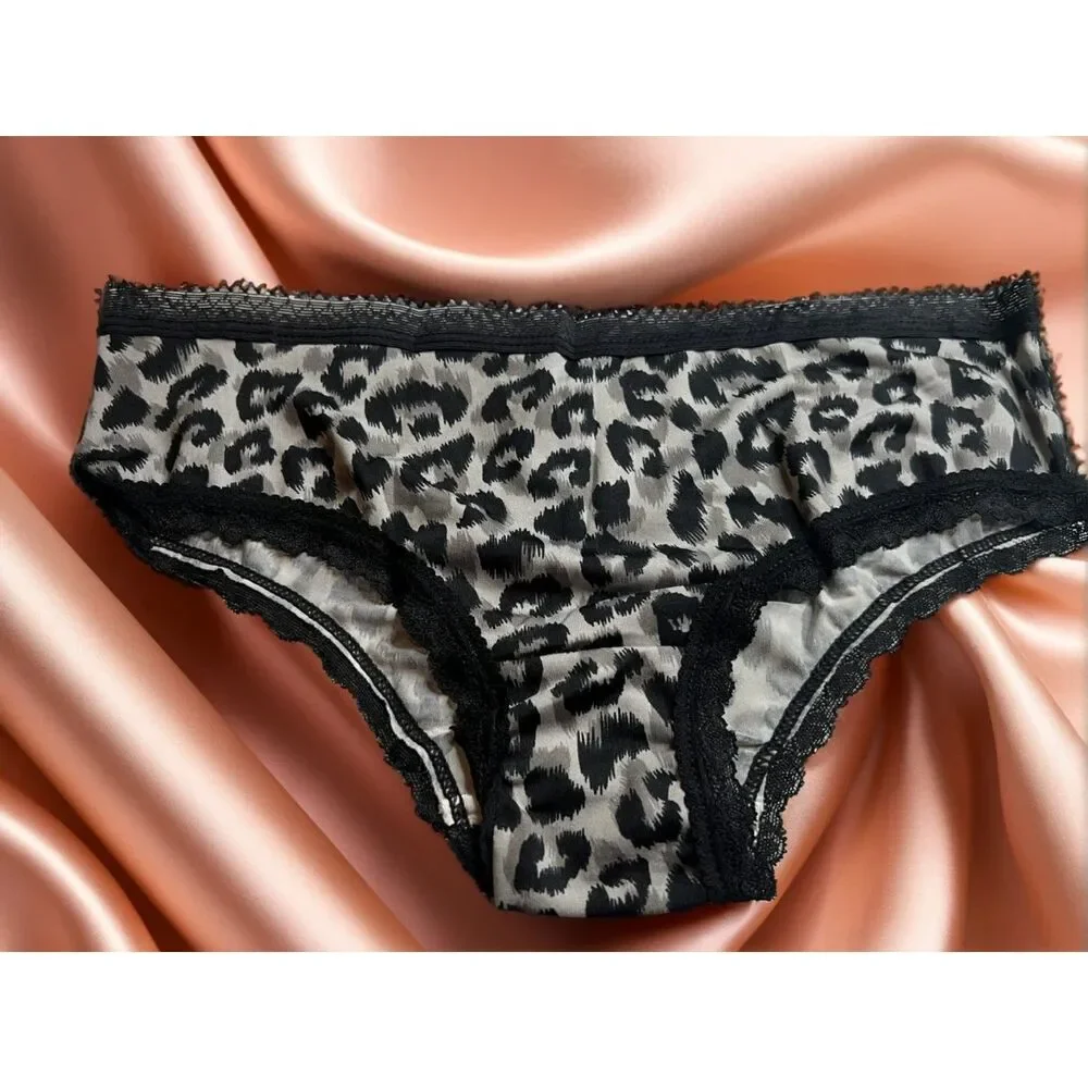 New Bikini Brief Lace Accent Animal Big Cat Small Panties Underwear NWOT